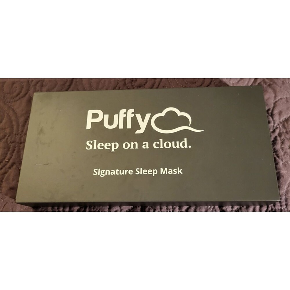 NIB Puffy Signature Sleep Mask Black Memory Foam Eye Cups Adjustable Strap Gift!